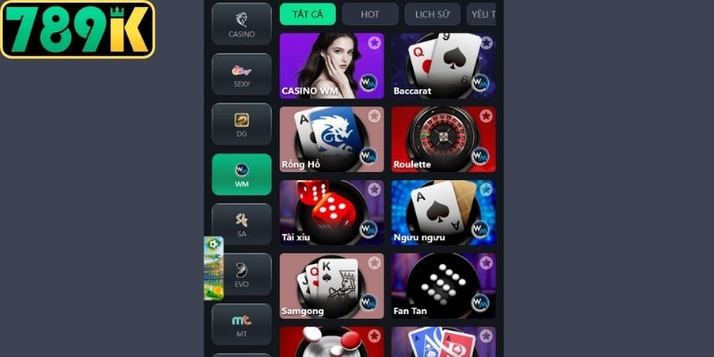 Top các siêu phẩm tại Casino 789K